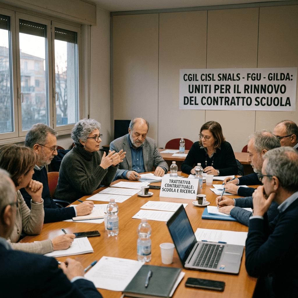 Group meeting negotiating school contract renewal 2024-2027